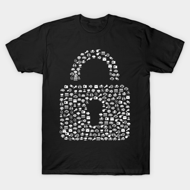 Padlock made of communication icons T-Shirt by All About Nerds